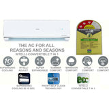 Haier 2.0 T 24HD-AOW3BN-INV 3 Star Kinouchi 7-in-1 Auto Intelli Convertible Heavy Duty Hexa Inverter Split Air Conditioner (2024 Model, White)