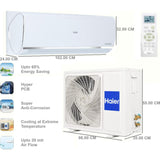 Haier 2.0 T 24HD-AOW3BN-INV 3 Star Kinouchi 7-in-1 Auto Intelli Convertible Heavy Duty Hexa Inverter Split Air Conditioner (2024 Model, White)