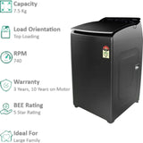 Whirlpool 8.0 Kg 360 BW PRO H 8 KG Graphite 10YMW (31670) 5 Star 360 Bloomwash & Power Dry Technology Rat Mesh with In-built Heater Fully Automatic Top Loading Washing Machine (2024 Model, Graphite)