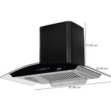 Hindware 90 Centimeter KA Cookerhood Oasis Black Autoclean 90 (518027) 1350 m³/hr Auto Clean Touch Control Filterless Wall Mounted Chimney (Black)