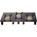 Hindware 3 Brass Burner KA COOKTOP EMINEO 3B AI (522053) Toughened Glass Mild Steel Automatic Gas Stove Cooktop (Black)