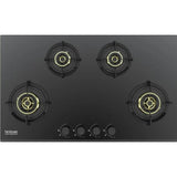 Hindware KA Hob Hazel 4B 86 CM (522599) 4 Burner Metallic Knob Toughened Glass Flame Guard Auto Ignition Automatic HOB (Black)