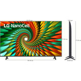 LG 139.7 Centimeter (55) 55NANO77SRA.ATR Series NANO77 4K Ultra HD ThinQ AI 4K Upscaling Dolby Digital α5 AI Processor 4K Gen6 WebOS Smart NanoCell TV (2024 Edition, Black)