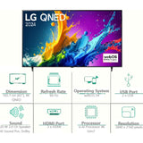 LG 165 Centimeter (65) 65QNED88T6A.ATR 4K Ultra HD ThinQ AI 4K Upscaling Dolby Vision & Atmos α8 AI Processor 4K webOS 24 Smart QNED TV (2024 Edition, Black)