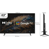 AISEN 109 Centimeter (43) A43UDS967 4k Ultra HD ARM CA55*4 2.4 GHz Quad Core Processor Google Smart LED TV (Black)