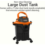 Eureka Forbes 7.0 L Tank Wet & Dry ZEAL with Reusable Dust Bag 1200 W Wet & Dry Vacuum Cleaner (Orange & Black)