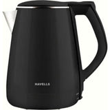 Havells 1.2 L GHBKTATK125 Aqua Black Plus 1.2 Ltr 1250 W, Double Layered Cool304 Rust Resistant SS Inner Body with Auto Shut Off 1500 W Electric Kettle (Aqua Black)