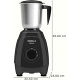 HAVELLS 3 Jars GHFMGEAR055 SEGNO PLUS 3 JAR 550 W 3 Speed Control with Pulse Function Heavy Duty Motor Mixer Grinder (Black)