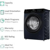 Haier 7.0 Kg HW70-IM12929BK 5 Star High Strength Welding Anti Bacterial Technology Super Drum Inverter Motor with In-built Heater Fully Automatic Front Loading Washing Machine (2024 Model, Black)