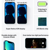 Apple 15.54 Centimeter (6.1) IPHONE 13 128GB Dual Rear Camera 48MP + 12MP, 12MP Front Camera Super Retina XDR Display Apple A15 Bionic Chip iOS 15 Hexa Core Processor Wireless Charger Smartphones Mobile