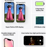 Apple 15.54 Centimeter (6.1) IPHONE 13 128GB Dual Rear Camera 48MP + 12MP, 12MP Front Camera Super Retina XDR Display Apple A15 Bionic Chip iOS 15 Hexa Core Processor Wireless Charger Smartphones Mobile