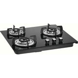 Hindware KA Hob Nora Plus 3B 60 CM (517504) 3 Burner Bakelite Knob Toughened Glass Top Auto Ignition Automatic HOB (Black)