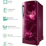 Samsung 183.0 L RR20C2712R8/NL 2 Star Stabilizer Free Operation Digital Invertor Compressor Stylish Grandé Design Direct Cool Single Door Refrigerator (Blooming Saffron Red)