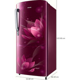 Samsung 183.0 L RR20C2712R8/NL 2 Star Stabilizer Free Operation Digital Invertor Compressor Stylish Grandé Design Direct Cool Single Door Refrigerator (Blooming Saffron Red)