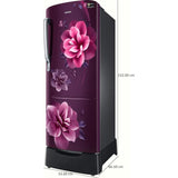 Samsung 223.0 L RR24C2823CR/NL 3 Star Stabilizer Free Operation Digital Invertor Compressor Stylish Grandé Design Direct Cool Single Door Refrigerator (Camellia Purple)