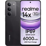 Realme 14x 5G 16.94 Centimeter (6.67) Dual Rear Camera 50MP + 2MP, 8MP Front Camera HD+ 120Hz Eye Comfort LCD Display Mediatek Dimensity 6300 5G Octa Core Processor Smartphones Mobile