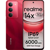 Realme 14x 5G 16.94 Centimeter (6.67) Dual Rear Camera 50MP + 2MP, 8MP Front Camera HD+ 120Hz Eye Comfort LCD Display Mediatek Dimensity 6300 5G Octa Core Processor Smartphones Mobile