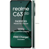 Realme C63 5G (6GB 128GB) 16.94 Centimeter (6.7) 32MP Rear Camera 8MP Front Camera 120Hz Eye Comfort HD+ LCD Display Mediatek Dimensity 6300 Octa Core Processor Smartphones Mobile