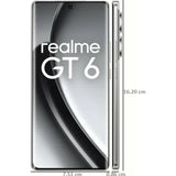 Realme GT 6 (16GB 512GB) RMX3851 17.22 Centimeter (6.78) Triple Rear Camera 50MP + 8MP + 50MP, 32MP Front Camera 6000nit Full HD+ OLED Display Snapdragon® 8s Gen 3 Chipset Octa Core Processor Smartphones Mobile