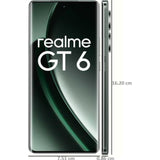 Realme GT 6 (16GB 512GB) RMX3851 17.22 Centimeter (6.78) Triple Rear Camera 50MP + 8MP + 50MP, 32MP Front Camera 6000nit Full HD+ OLED Display Snapdragon® 8s Gen 3 Chipset Octa Core Processor Smartphones Mobile